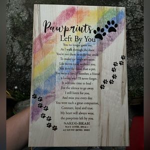 Custom rainbow bridge edition of Pawprints.